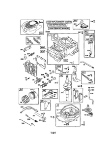 Cylinder/Crankshaft/Sump Diagram and Parts List for 126T02-0709-EA  Briggs and Stratton Engine